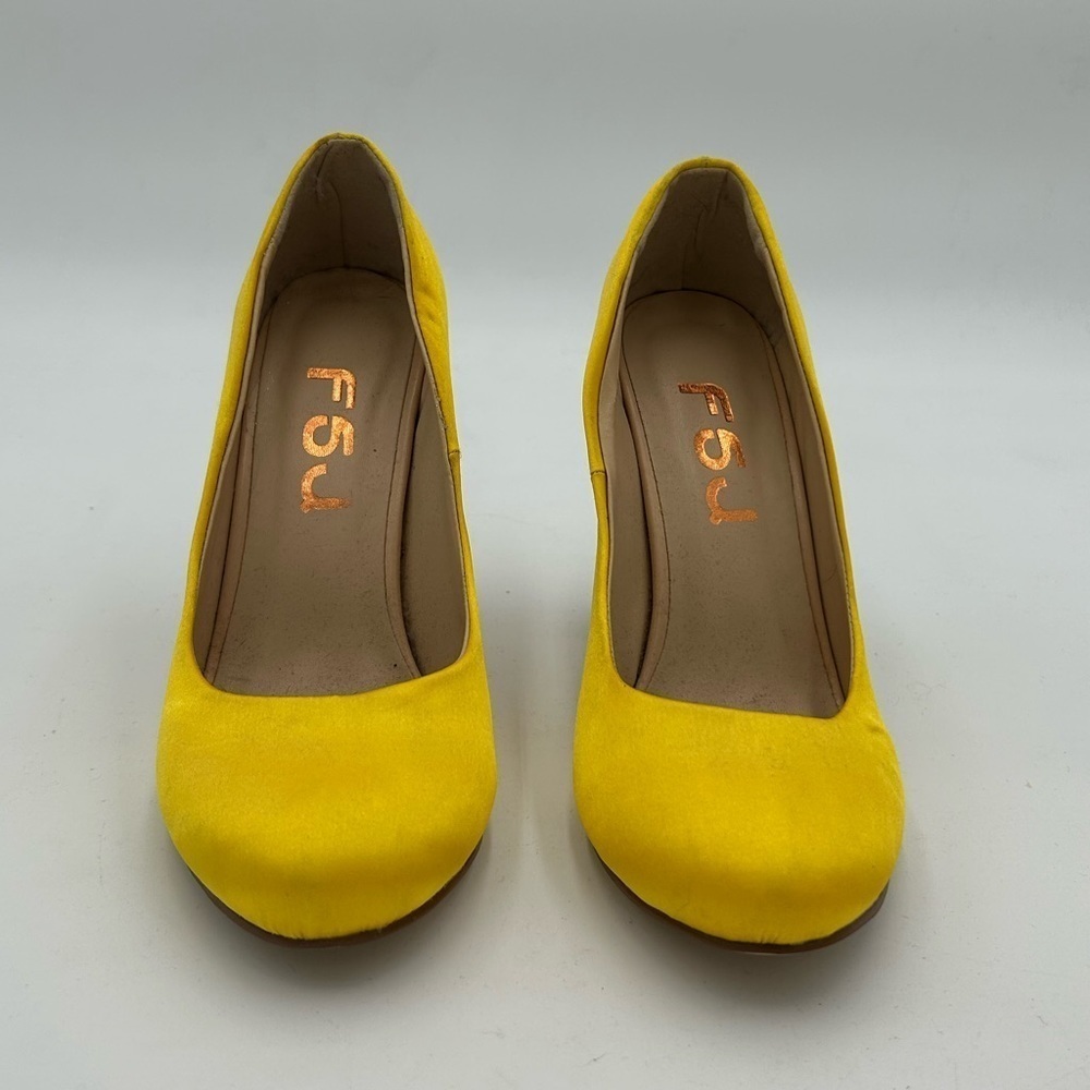 F5J Yellow Glitter Block Heels - Picture 2 of 5
